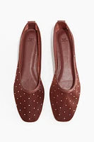 Rhinestone-Embellished Ballet Flats