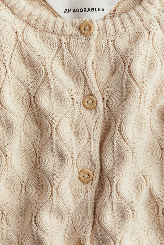 Pattern-knit Cotton Cardigan