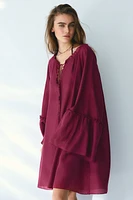Trumpet-Sleeved Tunic Dress