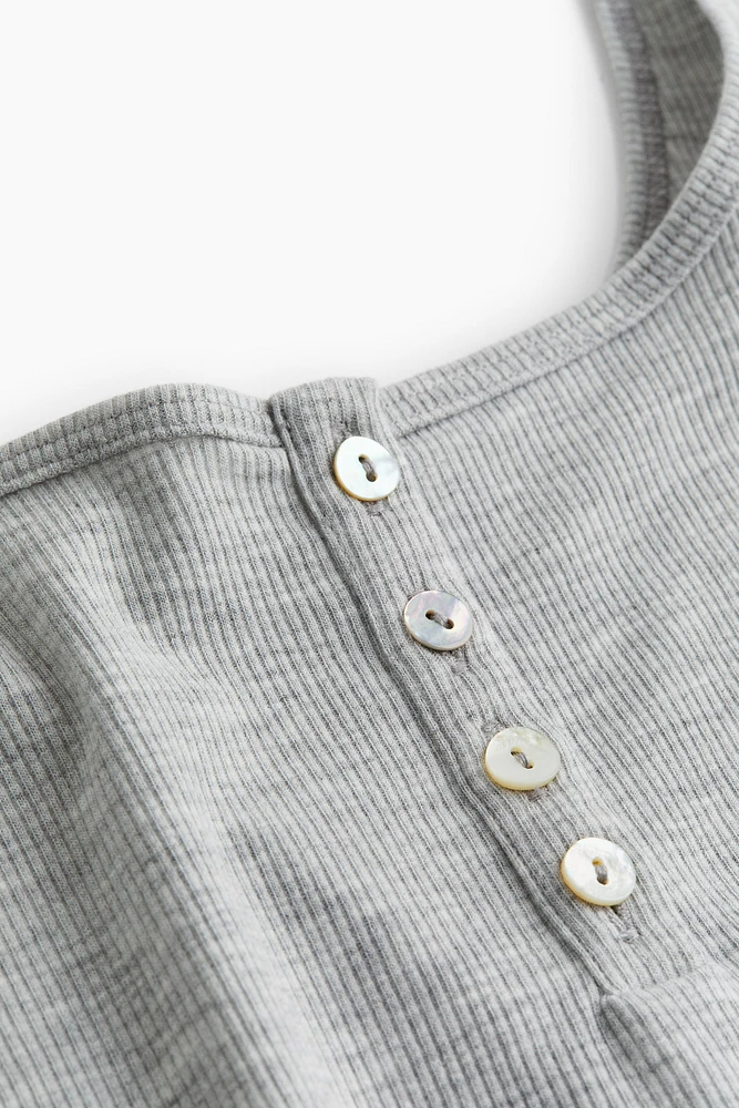 Ribbed Button-top Tank Top