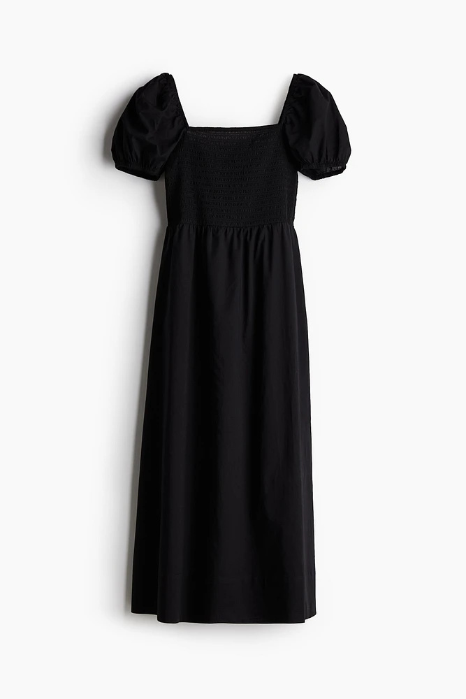 Puff-Sleeved Cotton Dress