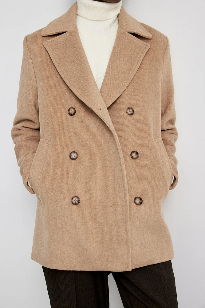 Regular Fit Wool-Blend Pea Coat