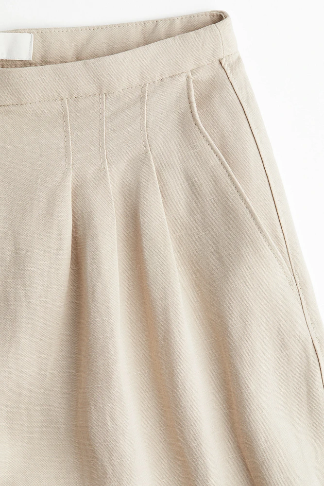 Wide-Leg Linen-Blend Pants