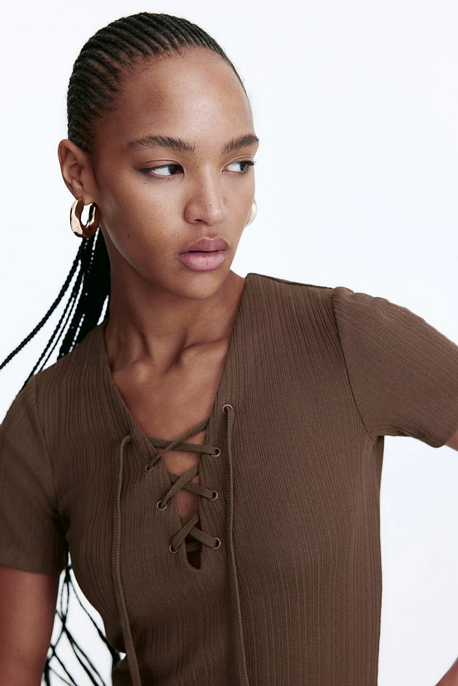 Lacing-Detail Bodycon Dress