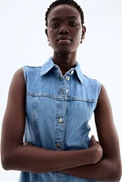 Sleeveless Denim Shirt Dress