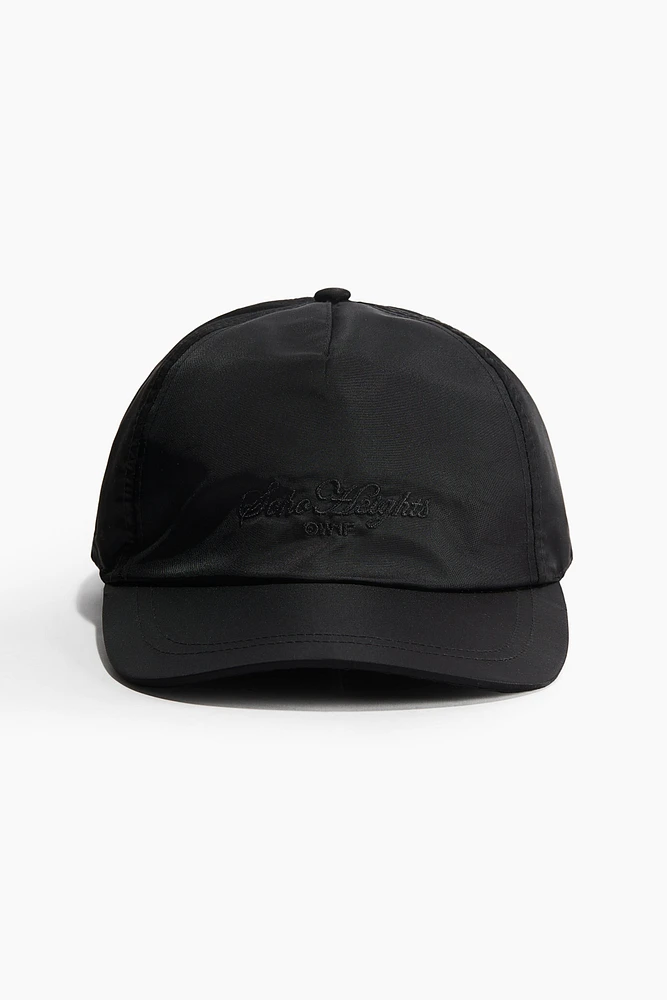 Embroidered-Motif Nylon Cap