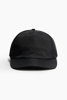 Embroidered-Motif Nylon Cap