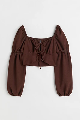 Tie-front Long-sleeved Blouse