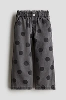 Patterned Wide Leg Jeans