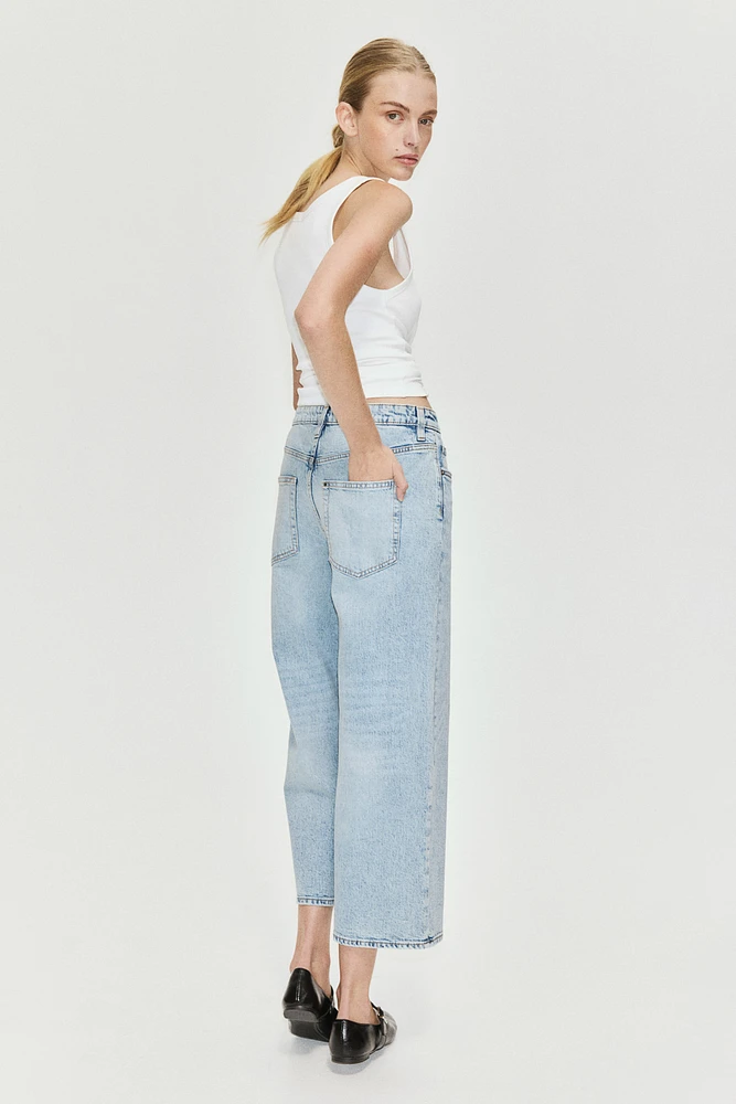 Jean court et ample Taille Haute