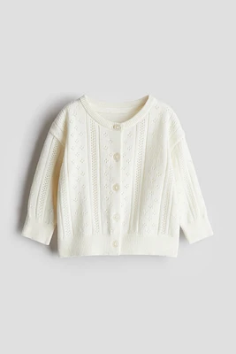 Pattern-knit Cotton Cardigan