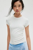 Lace-Trimmed Ribbed T-Shirt