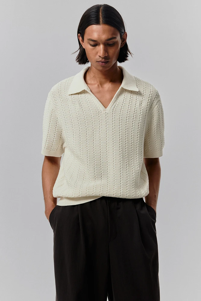 Regular-Fit Textured-Knit Polo Shirt