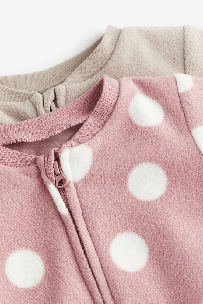 Lot de 2 pyjamas à glissière en molleton