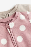 Lot de 2 pyjamas à glissière en molleton