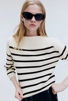 Purl-Knit Boat-Neck Sweater