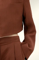 Cropped Linen-Blend Blazer