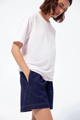 MAMA Drawstring Denim Shorts