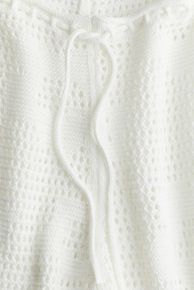 Pointelle-Knit Drawstring Pants