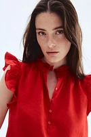 Linen-Blend Blouse