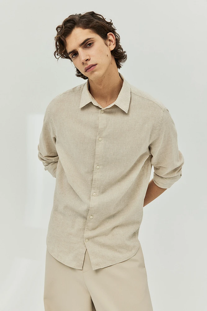 Regular Fit Linen-blend Shirt