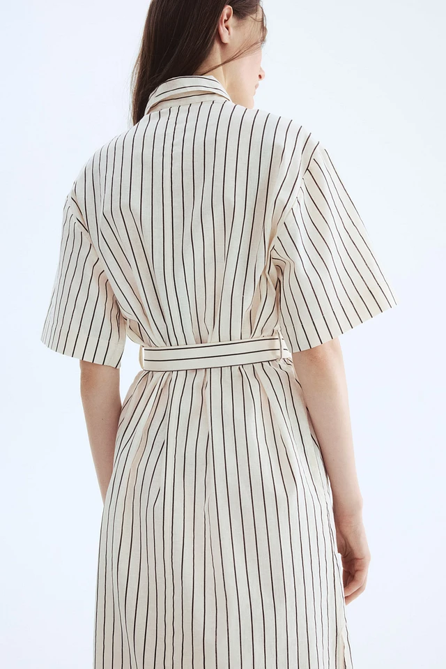 H&M Linen-Blend Shirt Dress | MainPlace Mall