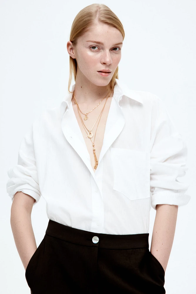 Oversized Linen-Blend Shirt