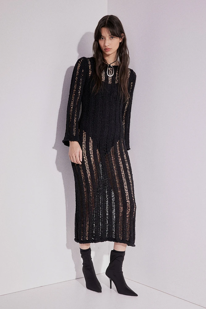 Ladder-stitch-look Knit Dress