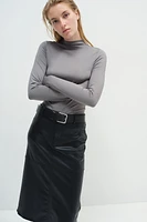 Coated Midi Skirt