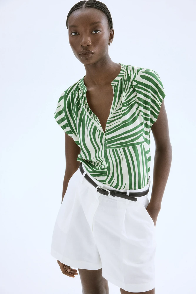 Band-Collar Blouse