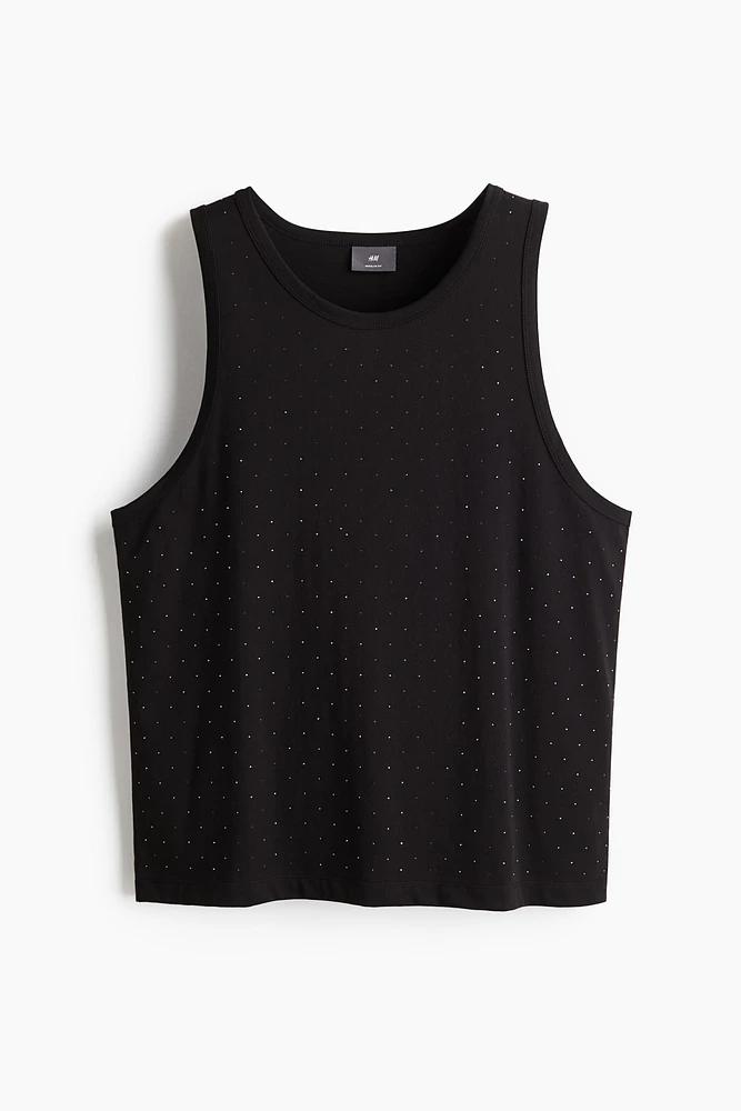 Regular Fit Rhinestone-Embellished Tank Top