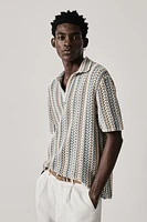 Loose Fit Pointelle-knit Polo Shirt