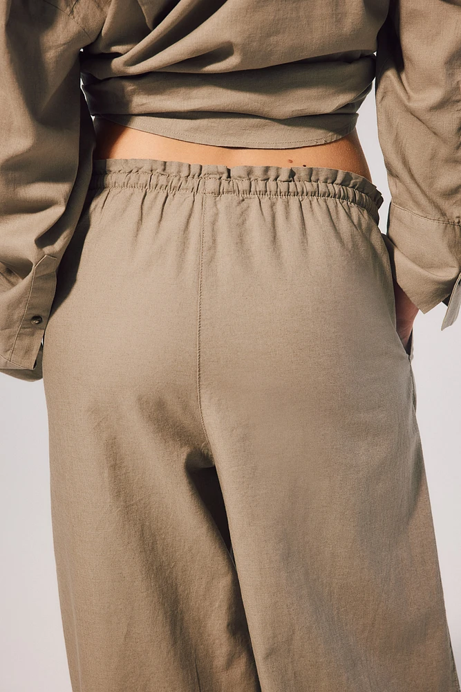 Wide-leg Linen-blend Pants