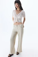 Wide-Leg Linen-Blend Pants