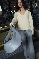 Fine-Knit V-Neck Sweater