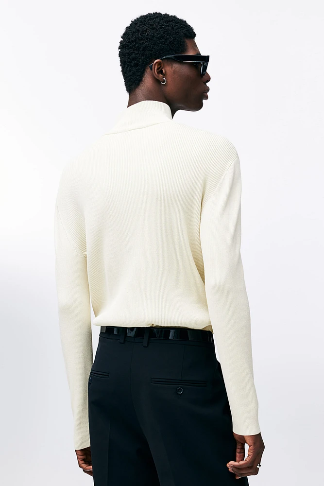 Slim Fit Shimmery Mock Turtleneck Sweater