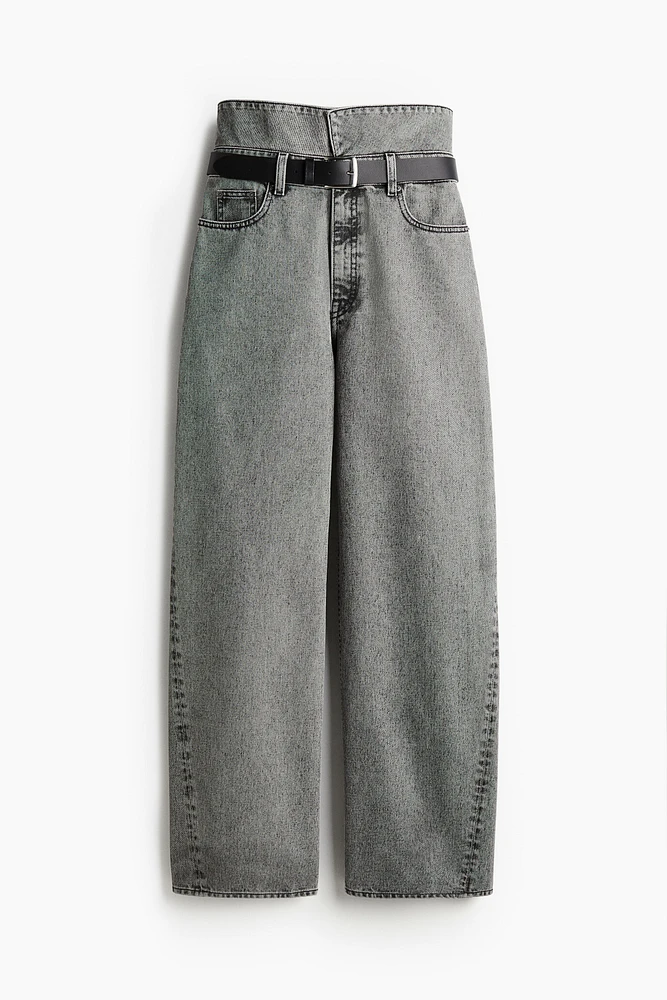 Jean aspect sac de papier à jambes larges