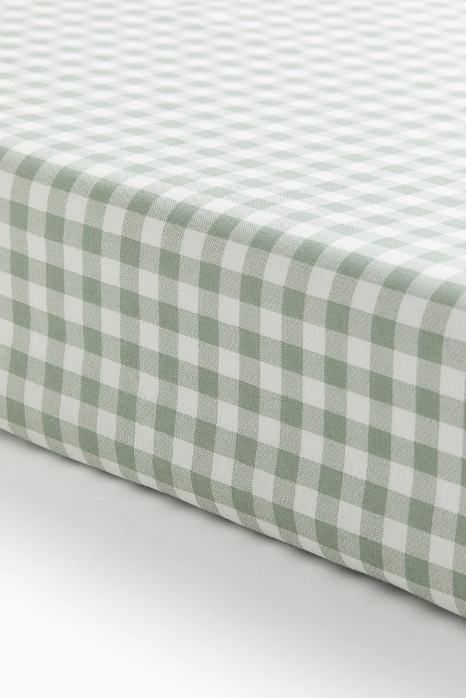 Gingham-Checked Fitted Crib Sheet