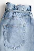 High-Rise Paper-Bag Denim Shorts