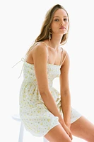 Robe en coton à corsage nid d'abeille