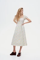 Puff-Sleeved Cotton Dress