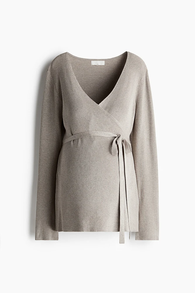 Gilet MAMA croisé en tricot côtelé