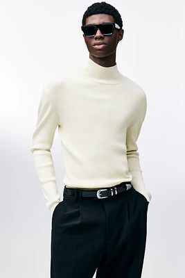 Slim Fit Shimmery Mock Turtleneck Sweater