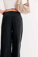 Frayed-edge Linen-blend Pants