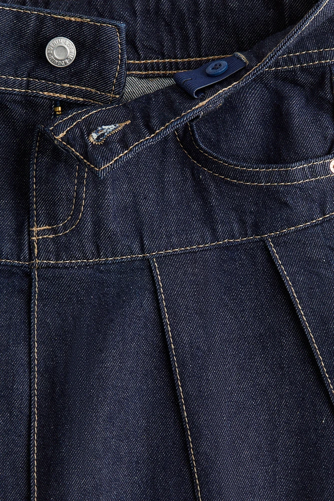 Pleated Denim Skirt