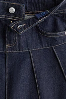 Pleated Denim Skirt