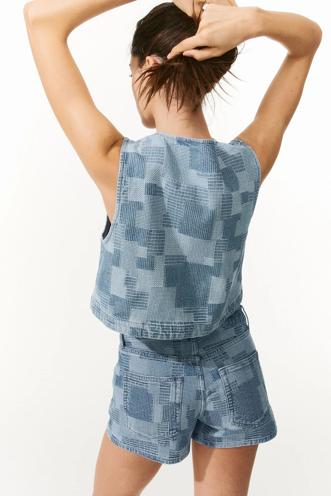 Patchwork-Look Denim Vest