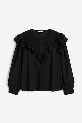 Ruffle-trimmed Cotton Blouse