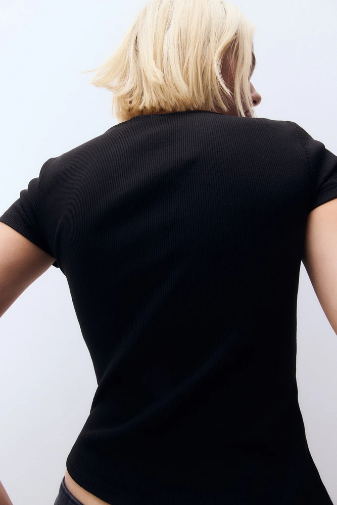 T-shirt à bord picots