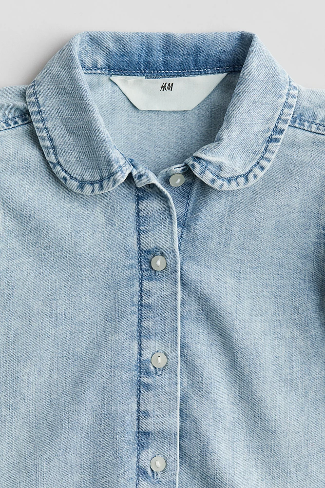 Puff-sleeved Denim Blouse